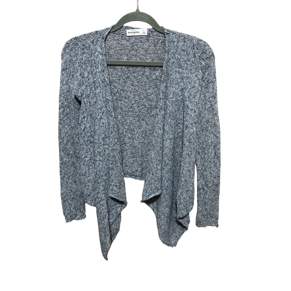 Abercrombie Kids Blue Marled Open Front Waterfall Drape Cardigan Sweater Small S